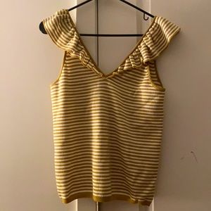 Ruffle Sweater Tank- Mustard & Cream